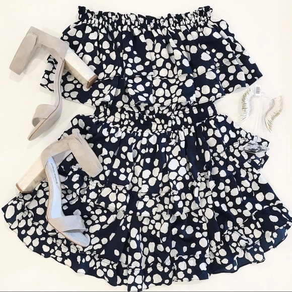 $326 Misa Smocked Waist Tiered Ruffle Mini Dress - Picture 5 of 14